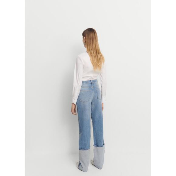 Mango Turned-Up Straight Jeans - 8 - Blue - Picture 3 of 7